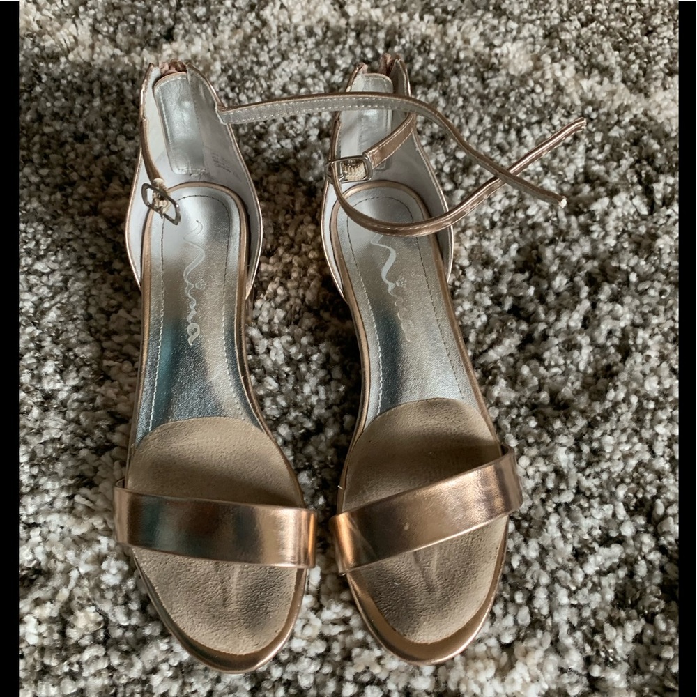 champagne rose gold dress shoe sandals